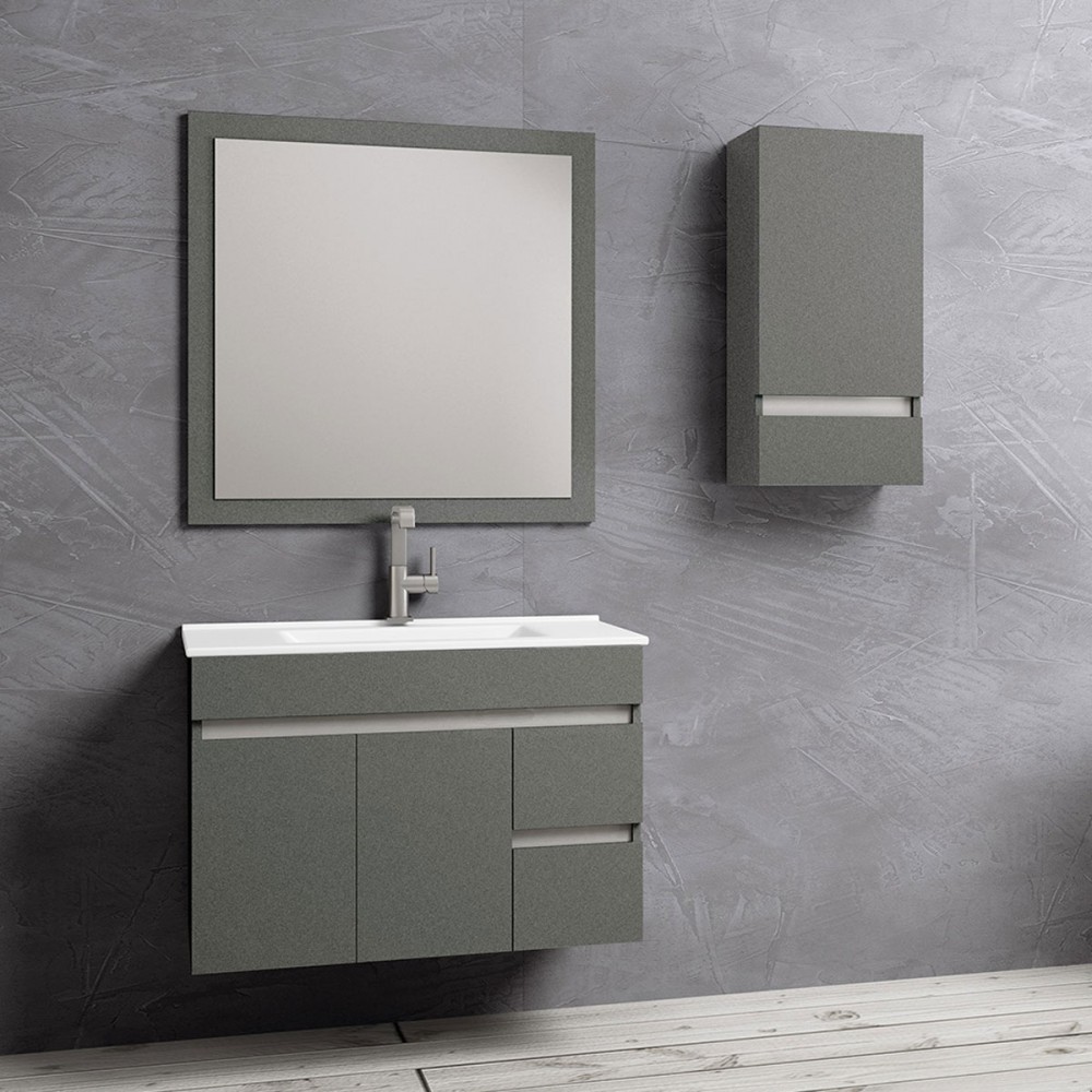 Conjunto de mueble de baño Patri (70 cm, Gris seda, 3 pzs.)